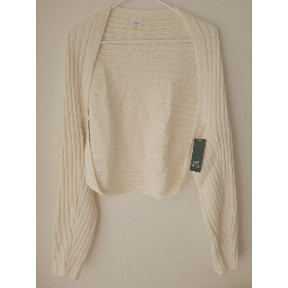 Wild Fable NWT Ivory Off White Rib Knit Dolman Long Sleeve Shrug Sweater Women S